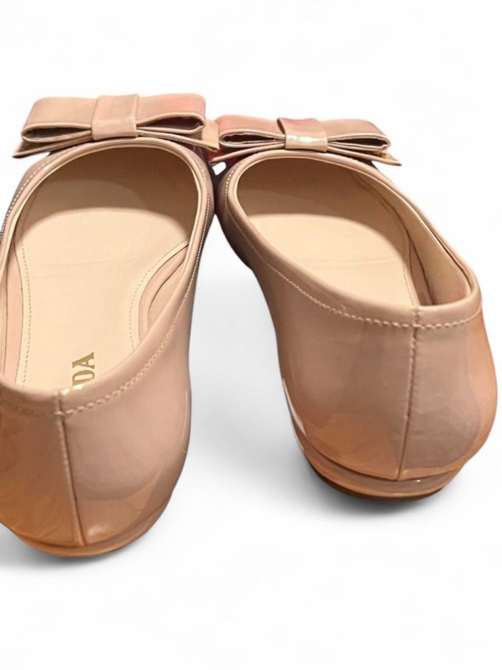 Like NIB Prada Vernice Cipria Bow Ballet Flats - 1F226E - Picture 6 of 9